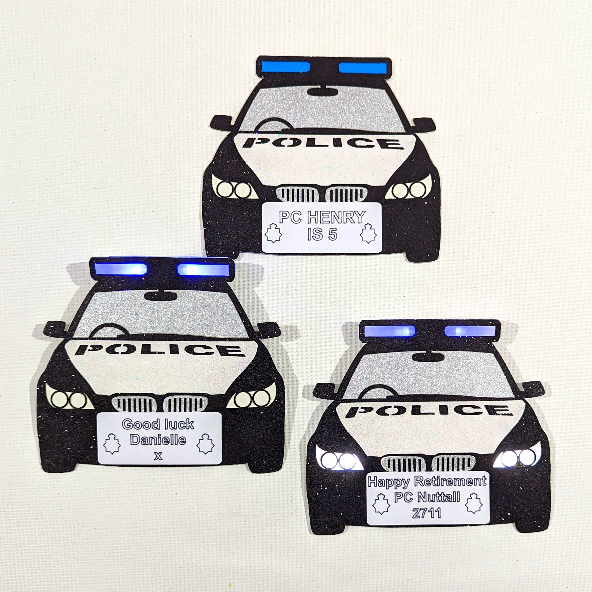 Police Cake Topper Police Car with Flashing Siren and Light Up Headlights Free Delivery