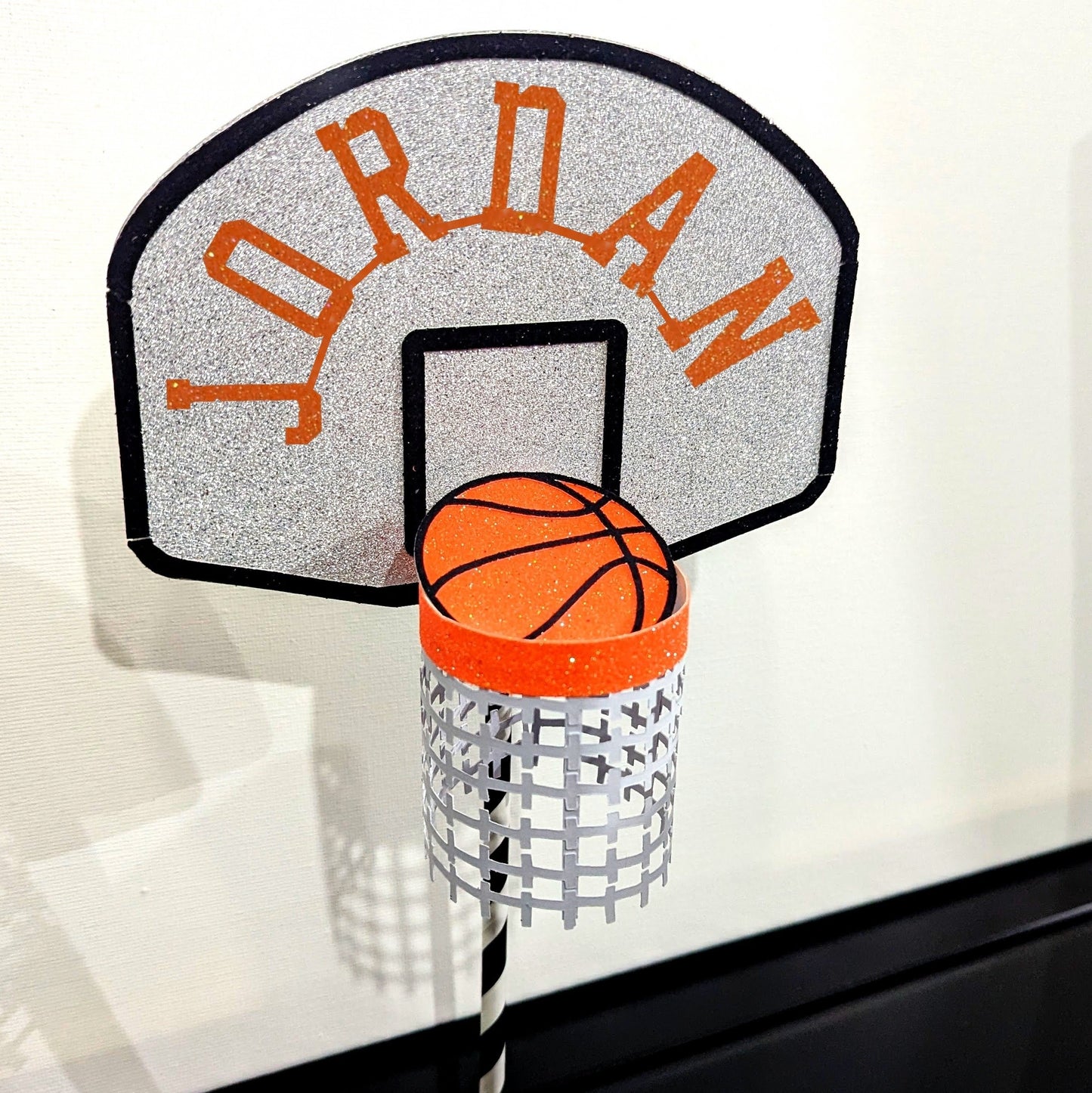 Basketball Themed 🏀 Cake Topper 3D Net & Ball Personalised Free Delivery