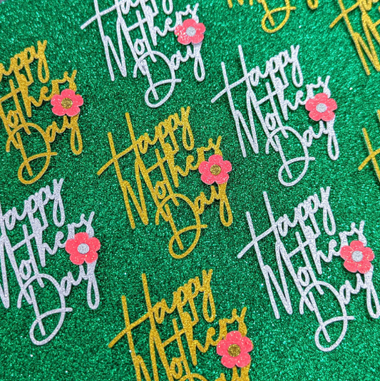 12 Happy Mothers Day Cupcake Toppers Gold Silver Free Delivery Non Edible 2.4x2"