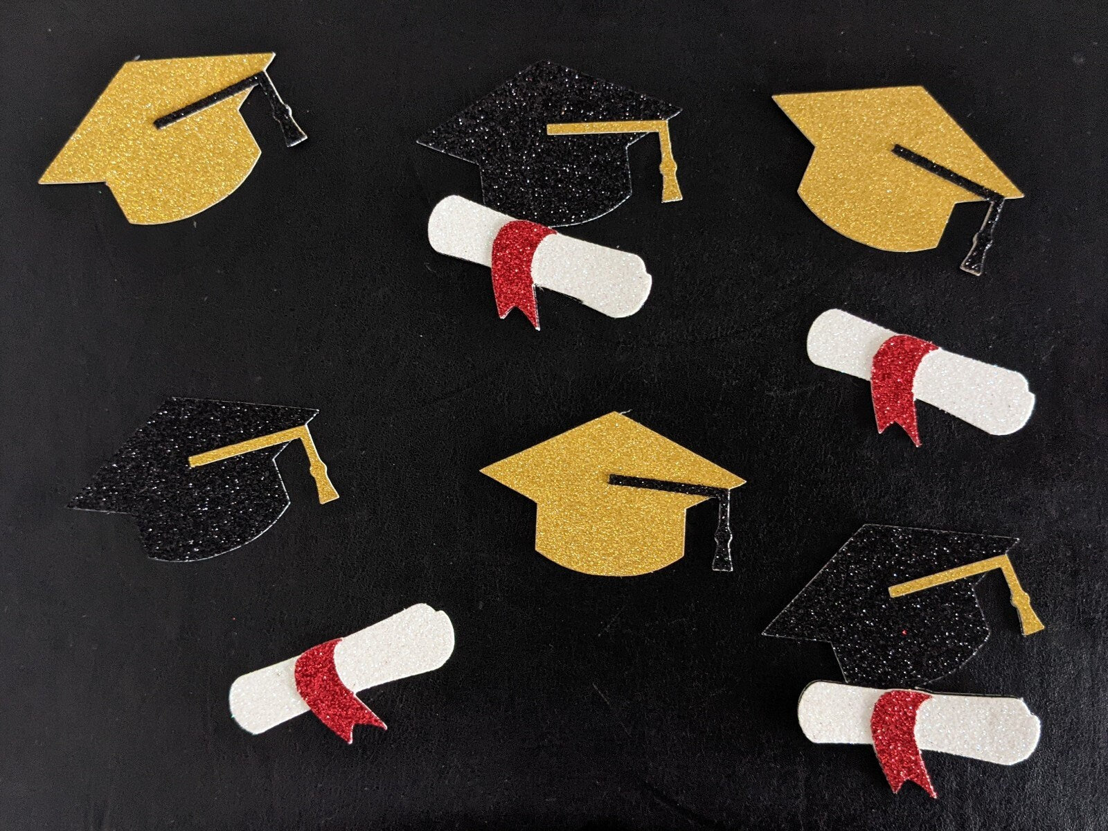 Graduation Congratulation Ceremony Hat and Scroll Cupcake Toppers Non Edible