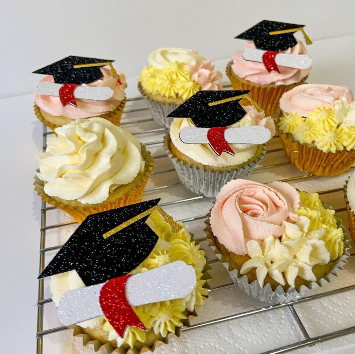 Graduation Congratulation Ceremony Hat and Scroll Cupcake Toppers Non Edible