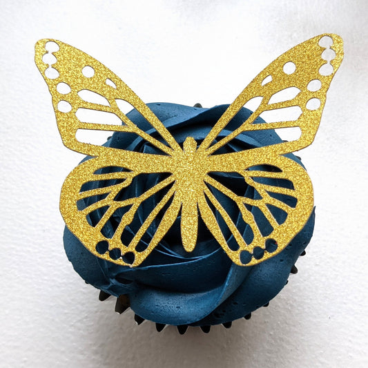 12 Pack Butterfly Cake / Butterfly Cupcake Toppers Gold & Silver Free Delivery