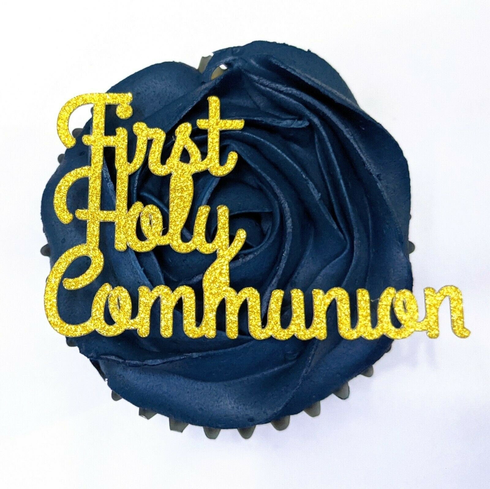 First Holy Communion x 12 Cupcake Toppers Gold, Silver Free Delivery