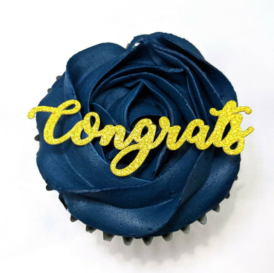 12 Pack Congratulations Cake / Cupcake Toppers Gold, Silver 2.5 and 4 inch Free Delivery