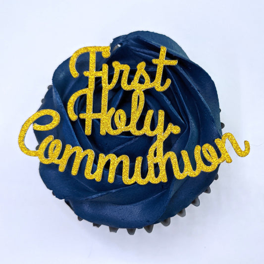 First Holy Communion x 12 Cupcake Toppers Gold, Silver Free Delivery