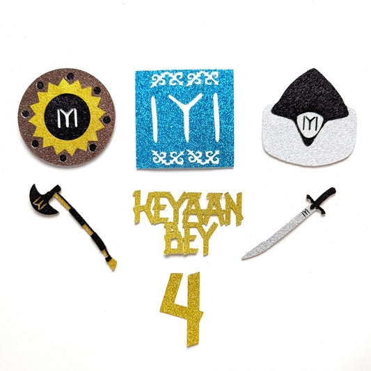 Ertugrul Cupcake Toppers Kayi Drillis IYI Sword Axe Shield Hat Free Delivery NON EDIBLE