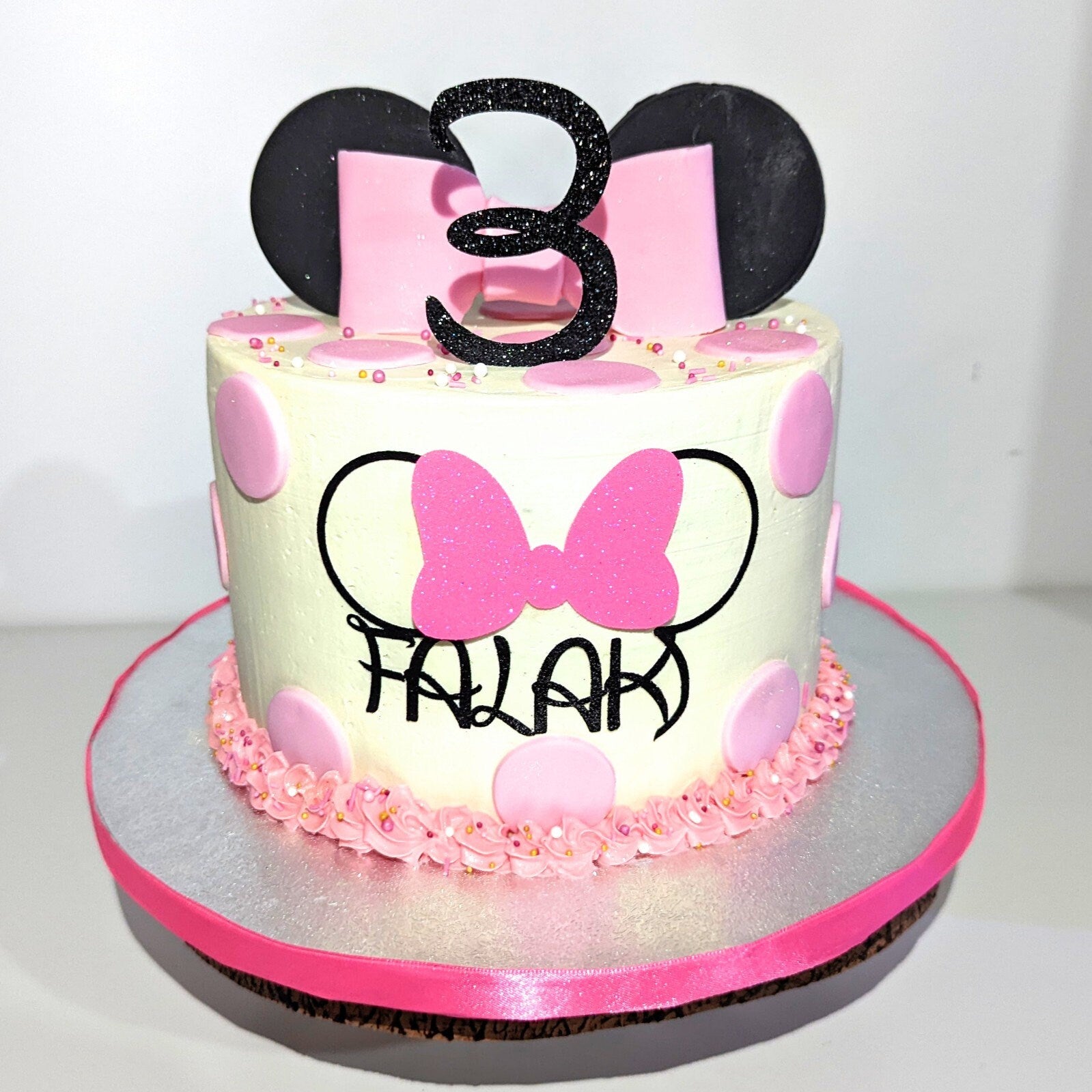 Mouse Ears Cake Topper Personalised Non Edible Free Delivery 5 x 3 Inches