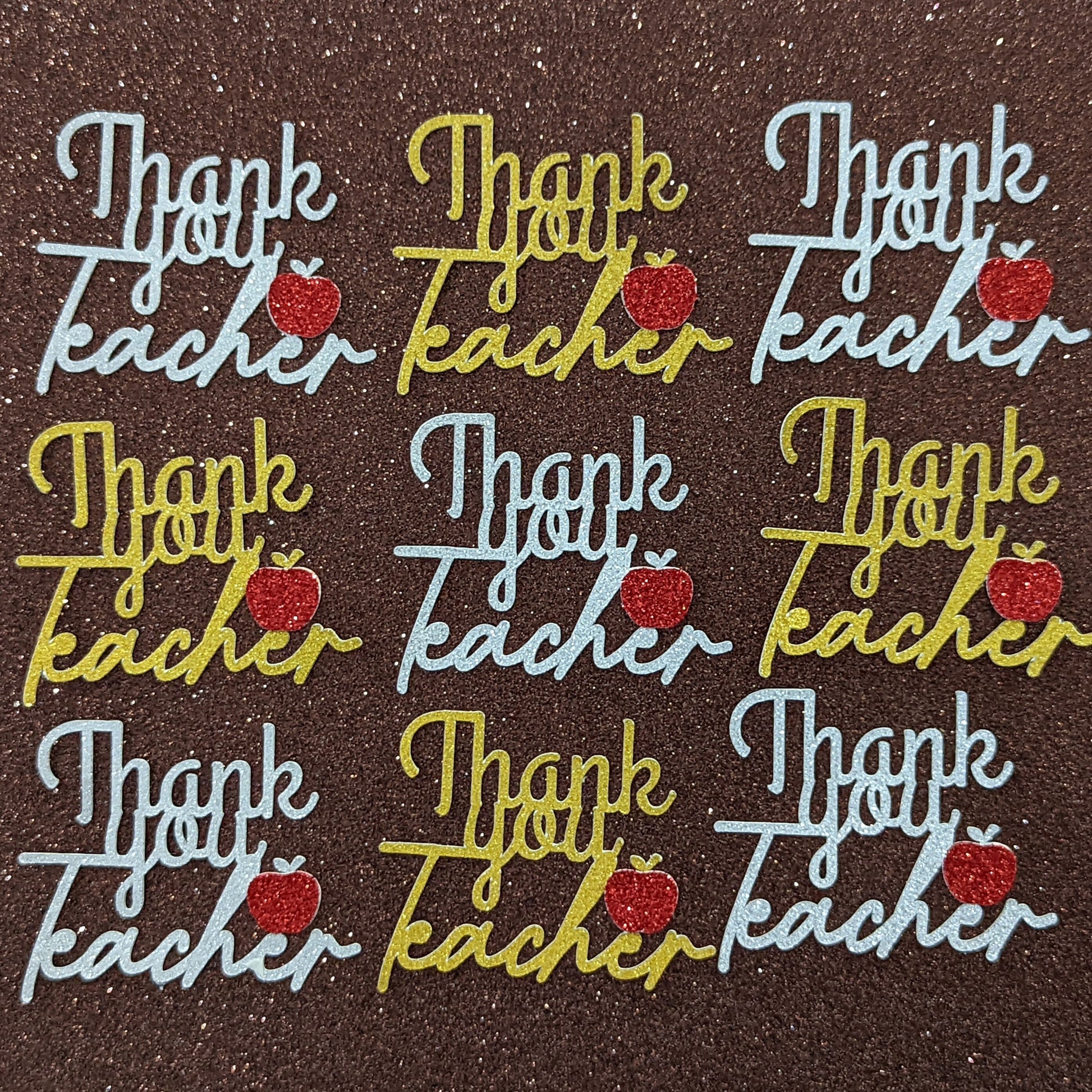 12 Thank You Teacher Toppers with Red Apple Free Delivery Non Edible