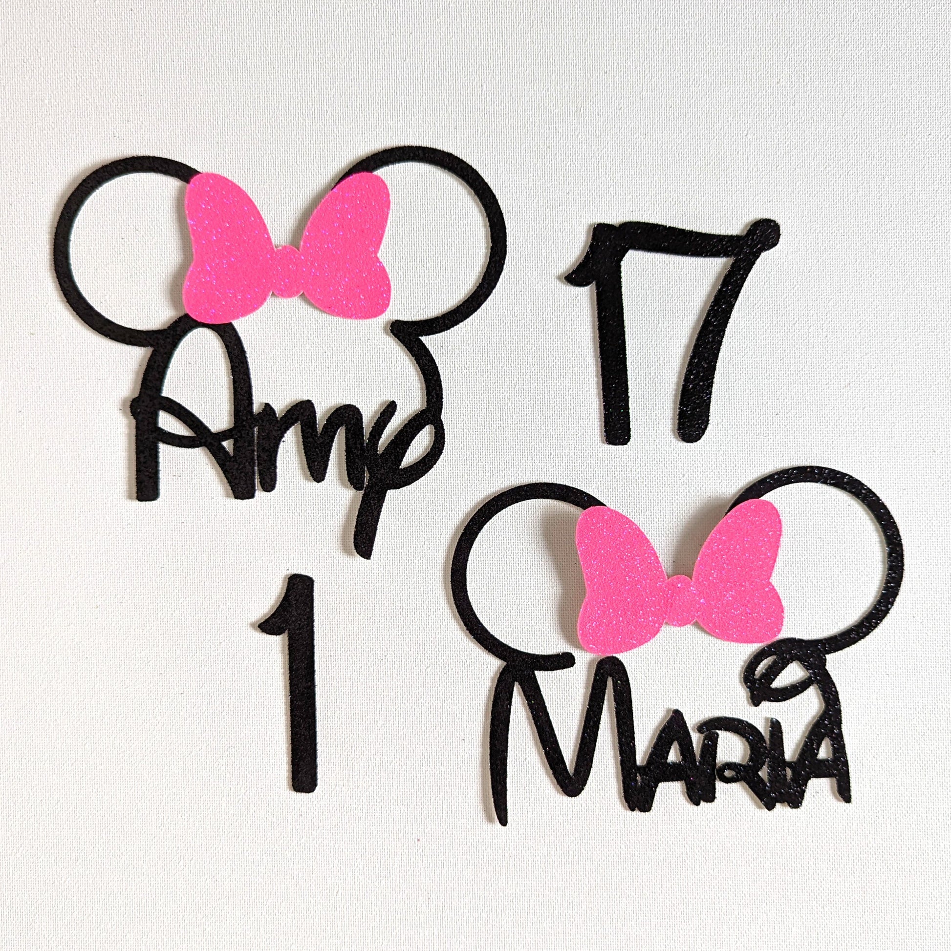 Mouse Ears Cake Topper Personalised Non Edible Free Delivery 5 x 3 Inches
