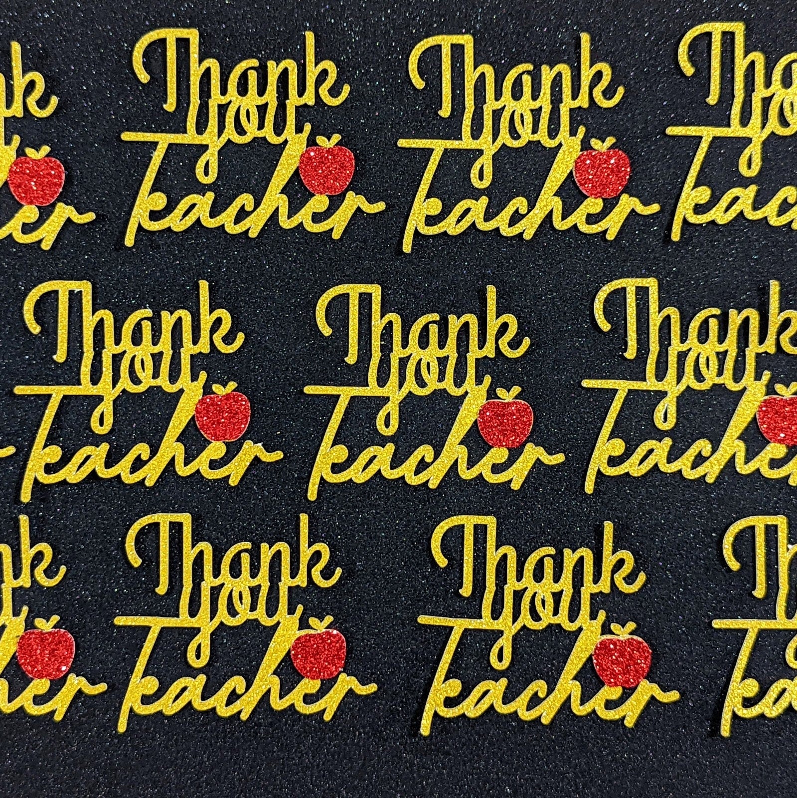 12 Thank You Teacher Toppers with Red Apple Free Delivery Non Edible