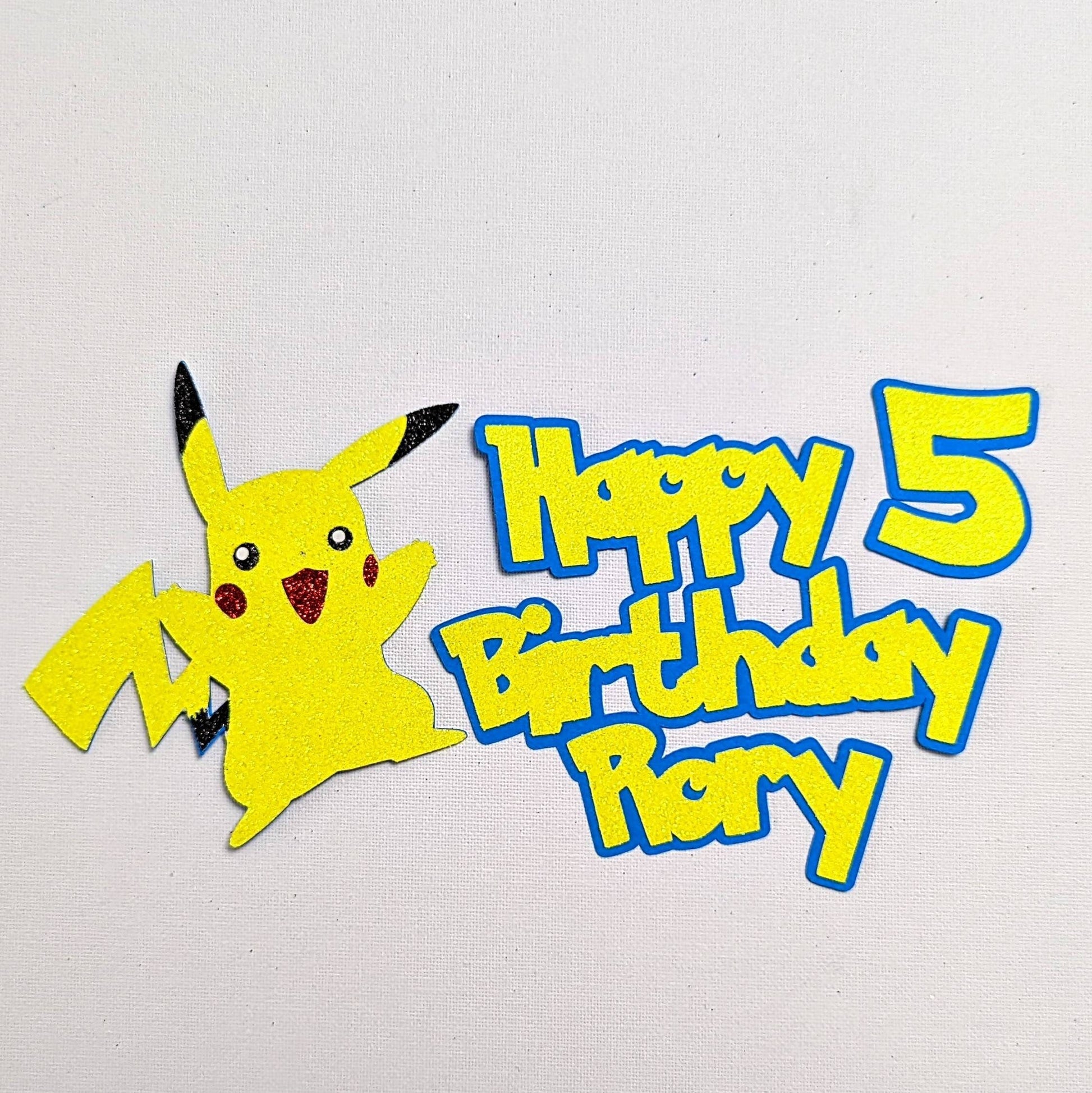 Pokemon Pikachu 2 Part Cake Topper in Beautiful Glitter Yellow Free Delivery