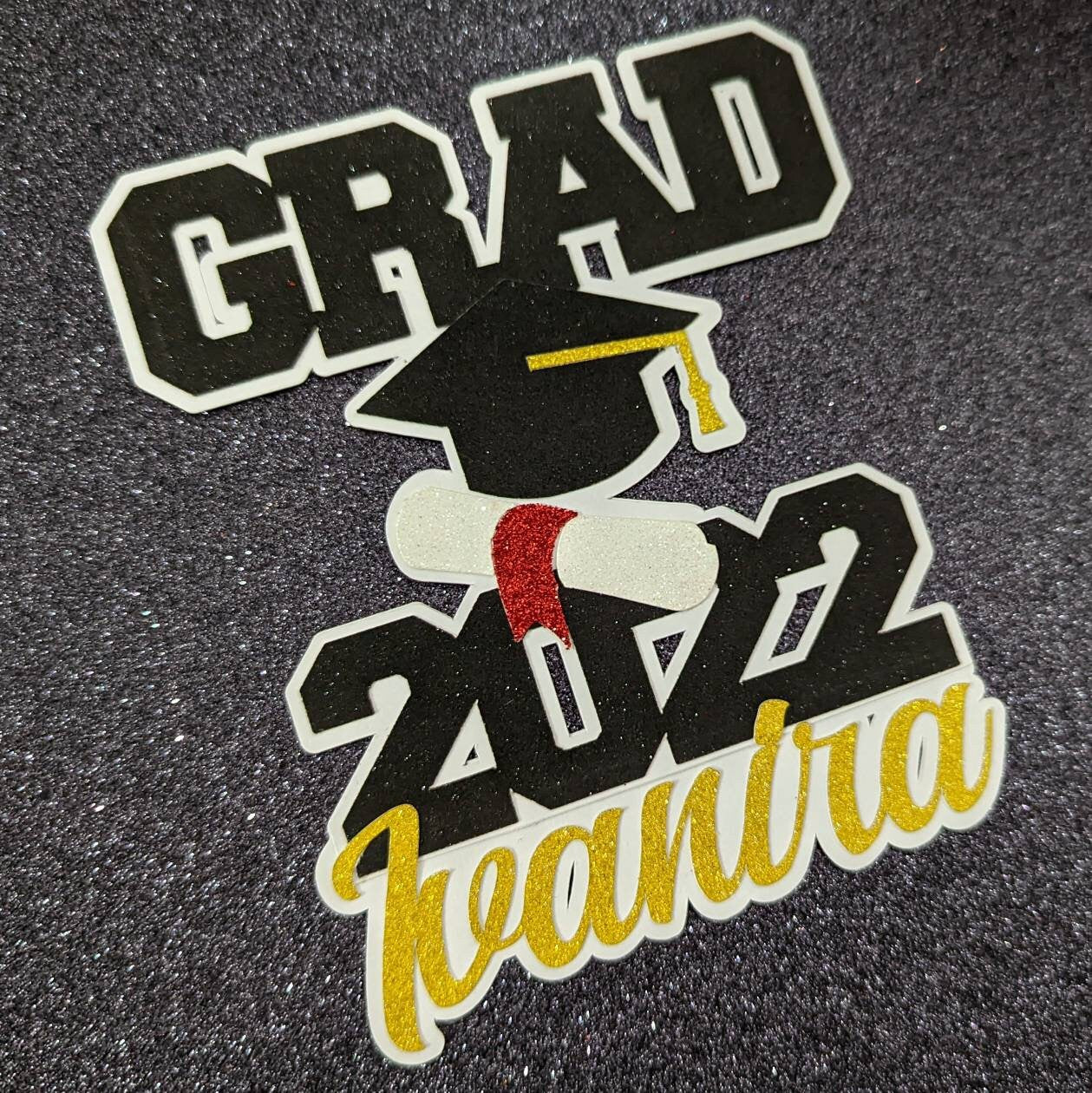 Graduation Cake Topper Personalised with Hat & Scroll Free Delivery 6.5x5"