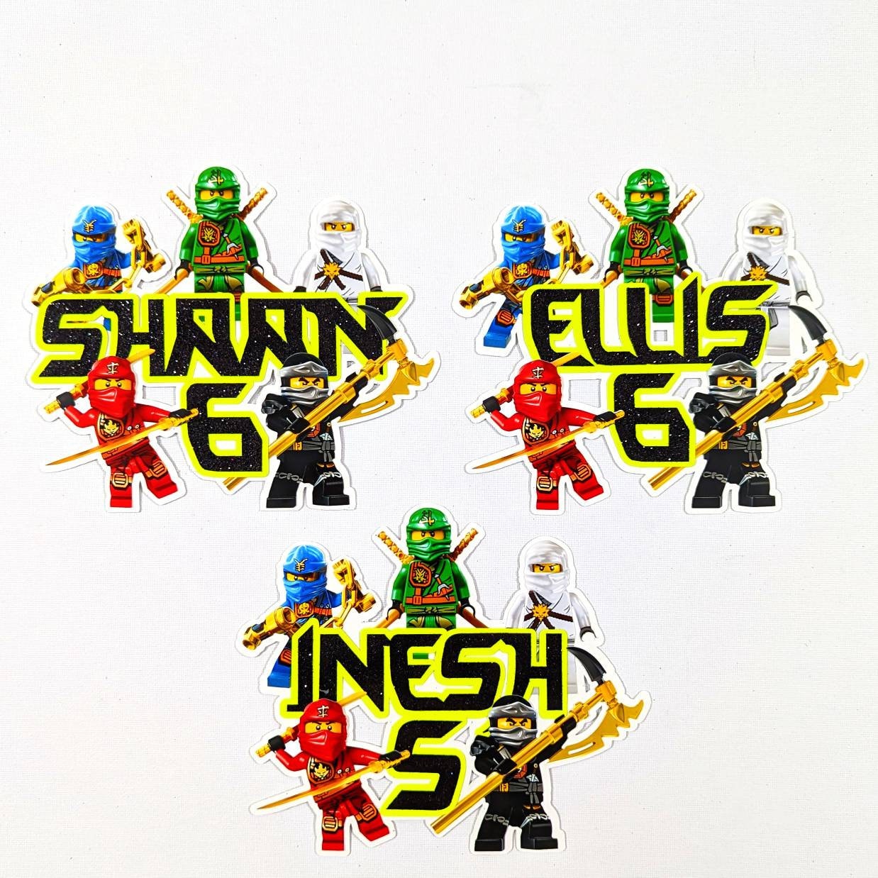 Personalised Ninjago Glitter Cake Topper with Free Delivery
