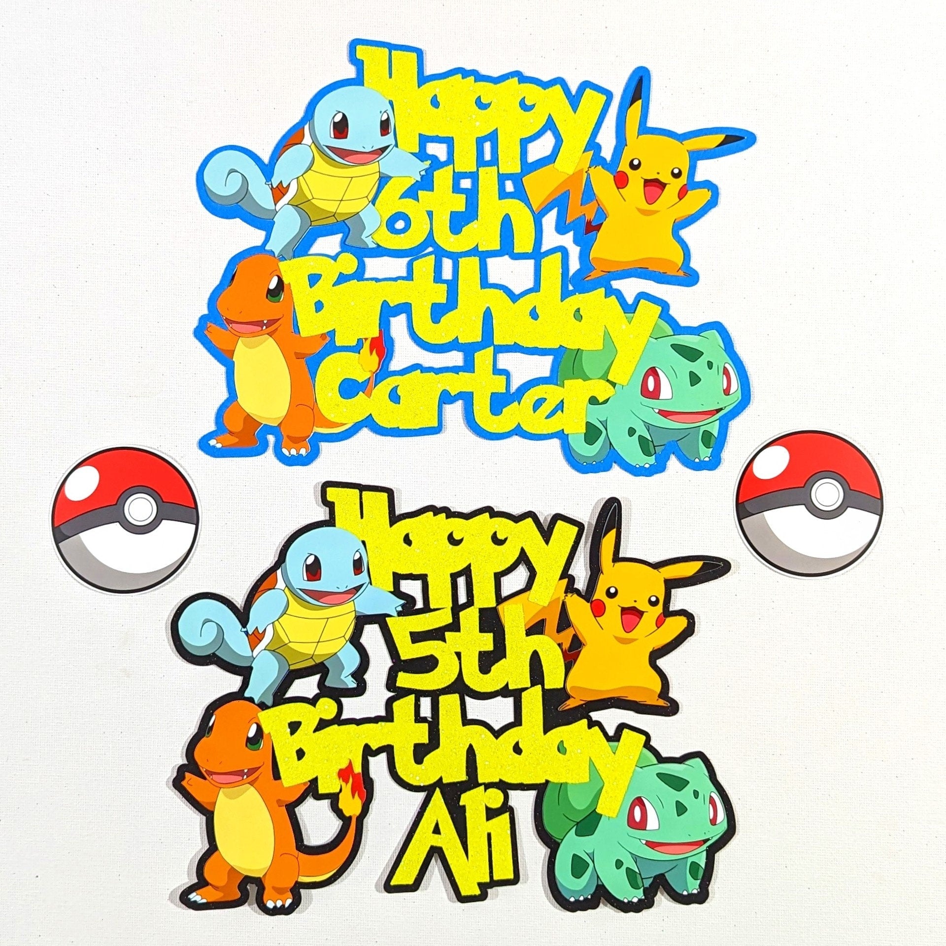 Pokemon themed cake topper / Personalised Pokemon themed cake topper  package / Name and Age Pokemon themed cake topper package