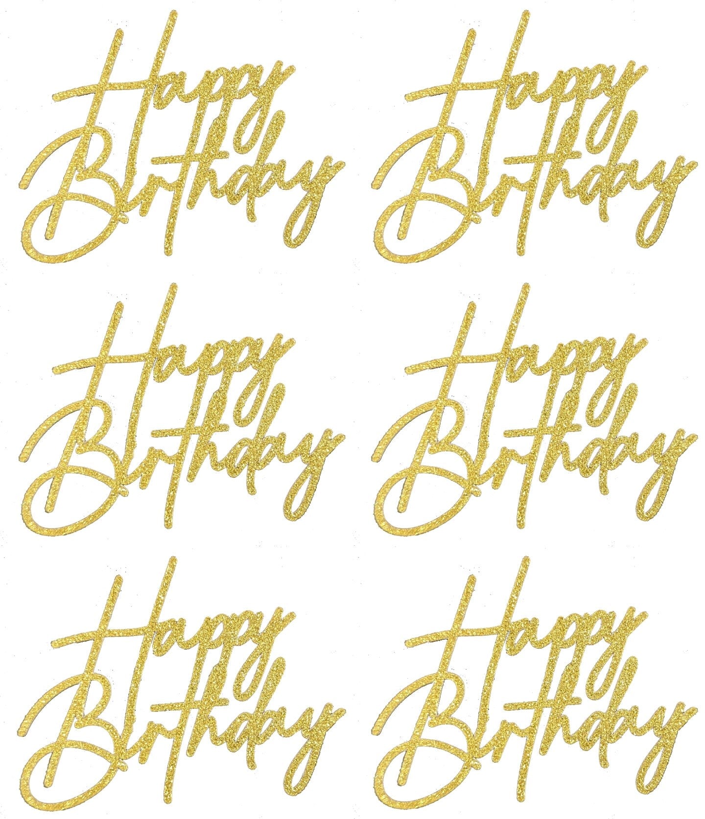 12 Pack Happy Birthday Cupcake Toppers Stylish Gold, Silver, Black Free Delivery