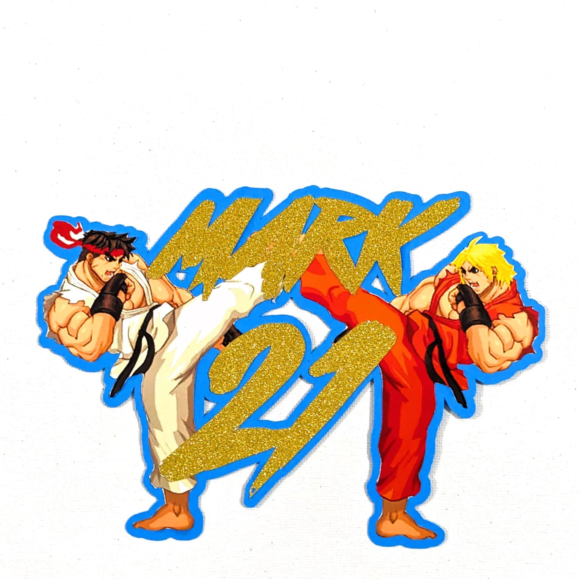 Street Fighter Cake Topper MMA Glitter Personalised Non Edible 6.8 x 5