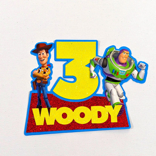 Toy Story Cake Topper Glitter Personalised Non Edible 6.5 x 5 in Free Delivery