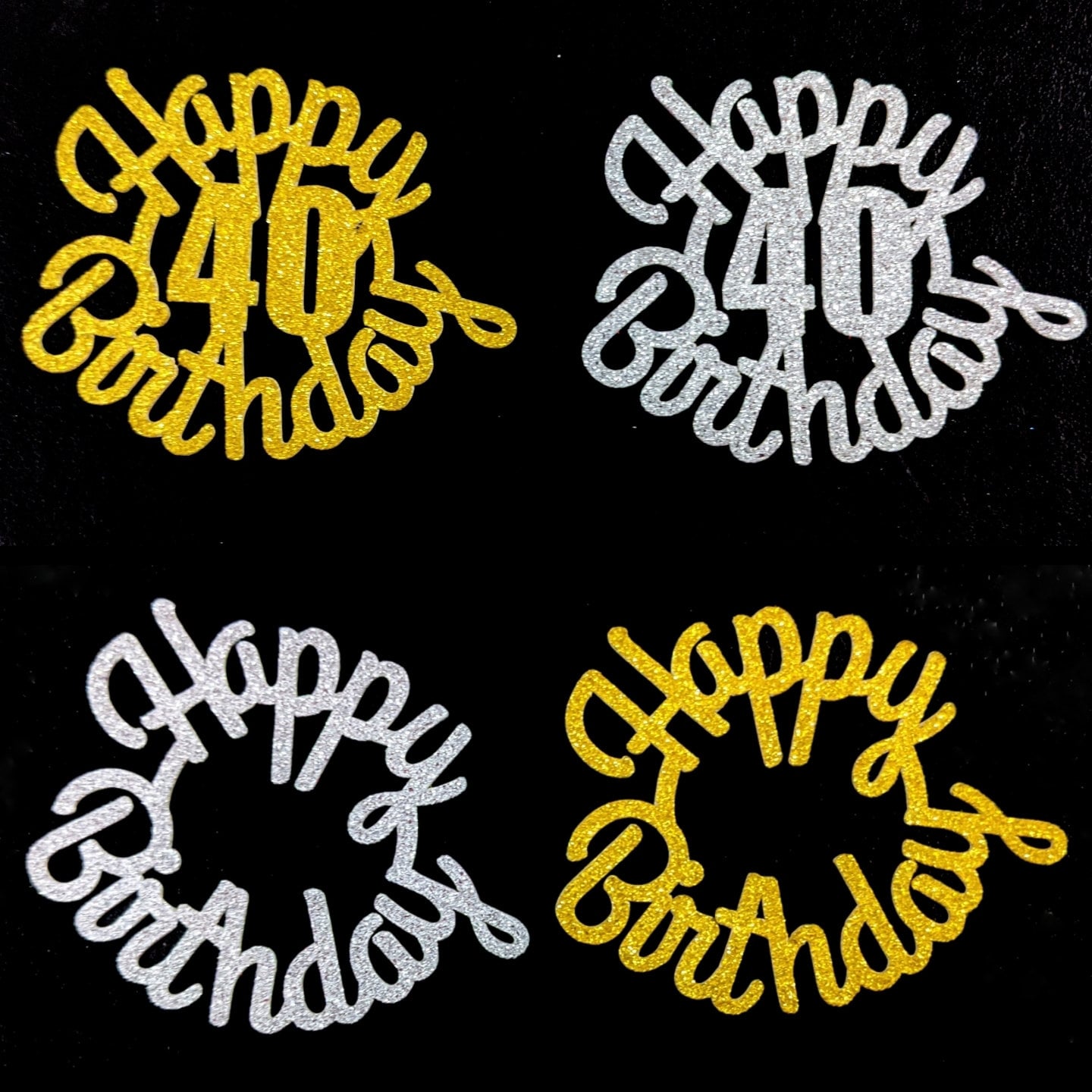 Happy Birthday Cupcake Toppers with Age in Gold & Silver Free Delivery