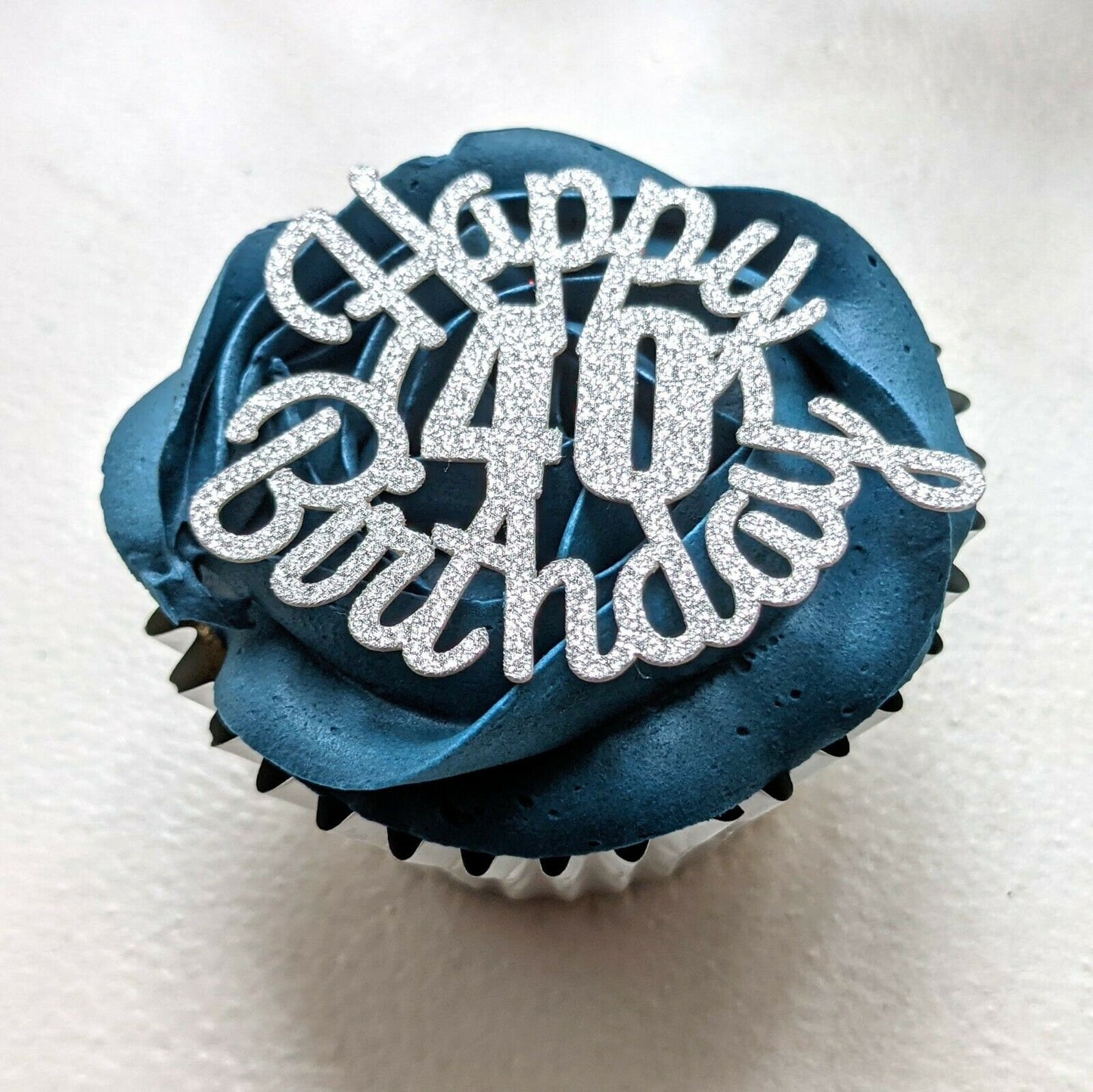 Happy Birthday Cupcake Toppers with Age in Gold & Silver Free Delivery